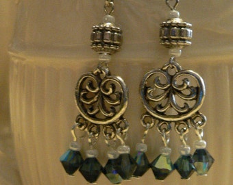 CLEARANCE, Blue earring, Chandelier earring, Dangle earring, swarovski crystals, victorian earring, crystal chandelier, blue chandelier