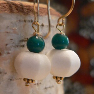 CLEARANCE, White earring, Dangle earring, SUMMER earring soap stone, white and teal, gemstone earring, bohemian, gift for her, boho chic image 4