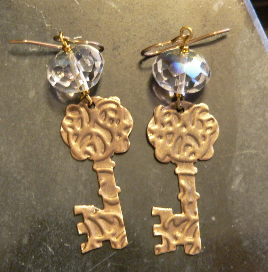 key earring Dangle earring Victorian earring crystal Etsy