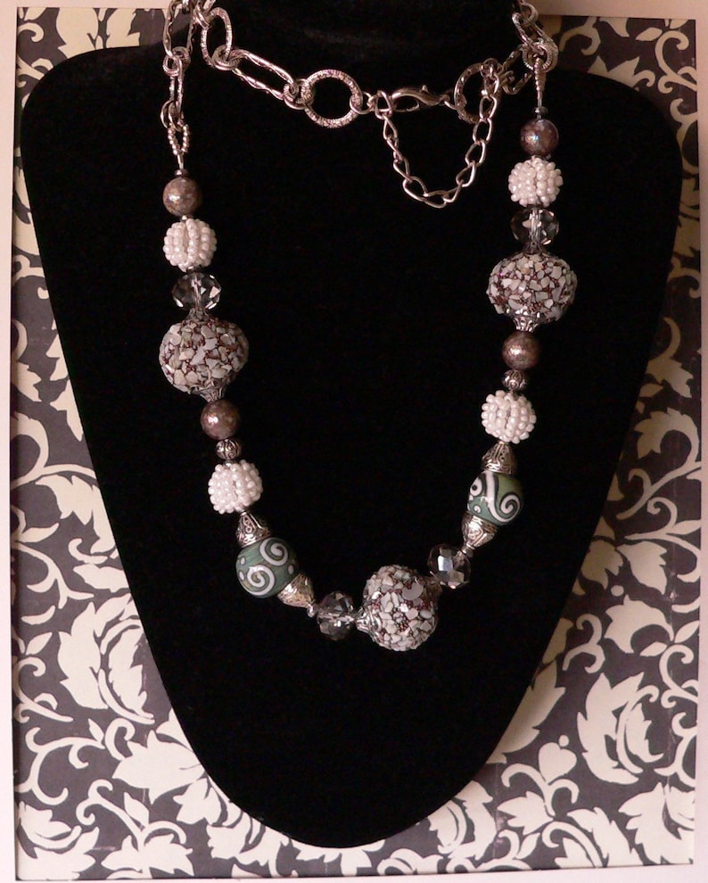 green and silver seafoam green green and pearl green necklace handmade necklace beaded necklace sallys beads nc chain necklace