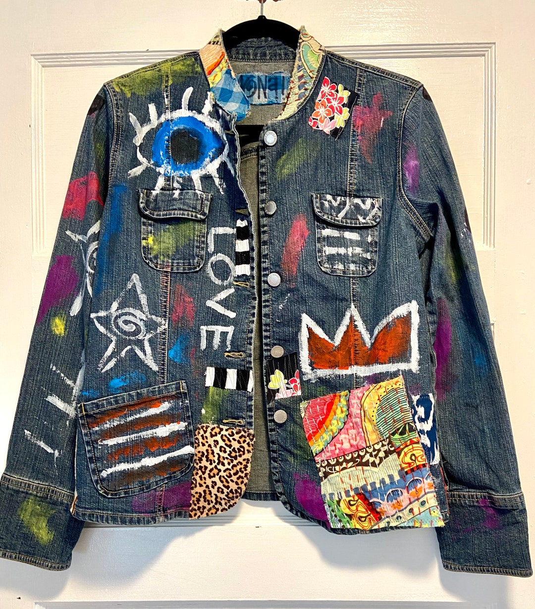 Painted Upcycled Denim Jacket Size Small - Etsy