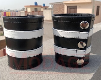 Lederarmband – Farbe schwarz und weiß – Leder Armschiene für Herren – Knick