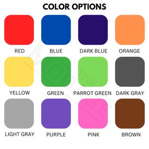 Puede incluir: Un gr&aacute;fico que muestra opciones de color. El texto "OPCIONES DE COLOR" est&aacute; en la parte superior. Debajo hay doce muestras de color cuadradas redondeadas en rojo, azul, azul oscuro, naranja, amarillo, verde, verde loro, gris oscuro, gris claro, morado, rosa y marr&oacute;n.