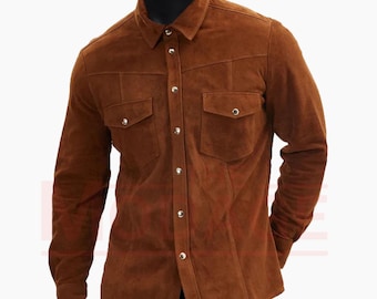 メンズ ヴィンテージブラウンスエードトラッカージャケット