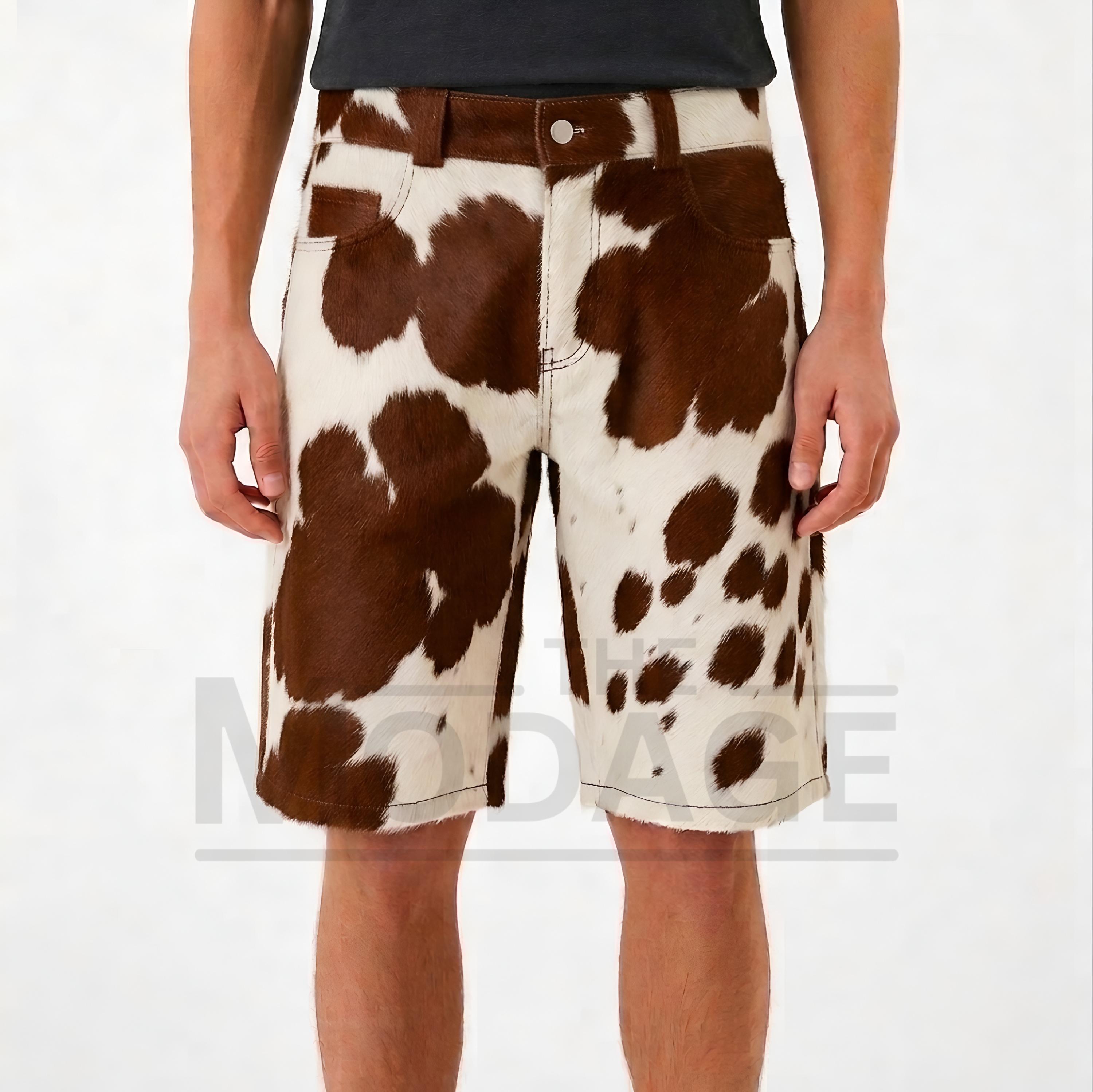 Handmade Western Cowhide Shorts – Hair-on Leather Rodeo Outfit 