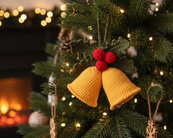 Patrón de campanas navideñas amigurumi de crochet (PDF, apto para principiantes)