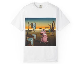Camiseta con diseño de cerdito surrealista y relojes derretidos / Surrealismo inspirado en Dalí