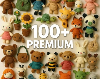 Paquete de patrones de crochet amigurumi (más de 100 animales y plantas, de fácil a avanzado)