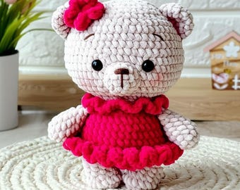 Patrón de osito de peluche amigurumi de ganchillo (23 cm)