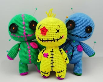 Voodoo Doll Crochet Pattern PDF - Amigurumi Spooky Gothic Toy, Easy DIY Halloween Decor, Instant Digital Download