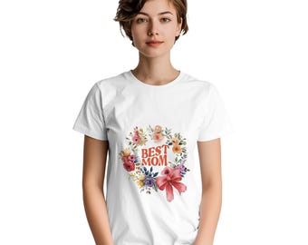 Camiseta "Mejor Mamá" con diseño de corona floral, un bonito regalo para el Día de la Madre, camiseta gráfica para mamá, cómoda camiseta unisex, camiseta para mamá de mujer.
