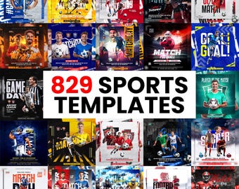 829 Sportsjablonen – Poster Flyer Sociale media Voetbal American Football Basketbal Honkbal Adobe Photoshop PSD Matchday Gameday-bundel 2