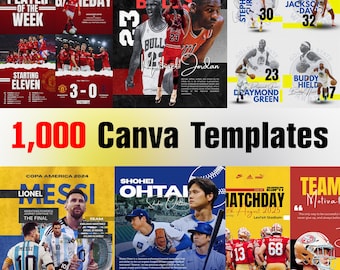 1000 sportcanva-sjablonen – posterflyer sociale media voetbal Amerikaans voetbal basketbal honkbal wedstrijddag Gameday-bundel