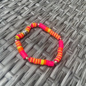 Custom Bracelet, Beaded Bracelet, Heishi Bracelet, Orange Bracelets, Clay Bead Bracelet,