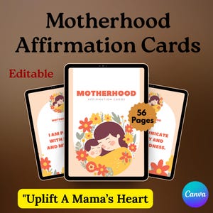 Cartões de Afirmação para a Maternidade – Download Instantâneo | Incentivo Diário para Imprimir para Novas Mamães | Presente Pós-Parto e Autocuidado