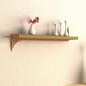 Handmade Parametric Floating Shelf: Modern Wooden Wall Decor