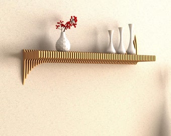 Handmade Parametric Floating Shelf: Modern Wooden Wall Decor