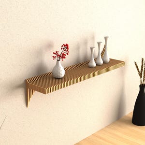 Handmade Parametric Floating Shelf: Modern Wooden Wall Decor