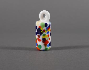 Vintage 1960s Retro Opal White & Multi-Coloured Czech Glass Light Pull, Unused New Old Stock