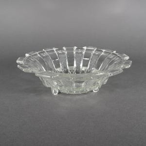 Vintage 1930s Art Deco Czech Stolzle Clear Pressed Glass Bowl / Vase, 8cm x 26cm Size