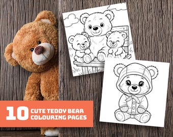 Coloriages mignons d'ours en peluche | Pour les enfants et les adultes | Téléchargement numérique | Coloriages à imprimer, Coloriages pour enfants
