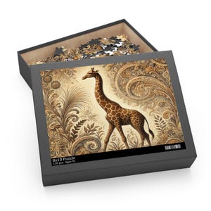 Elegant Giraffe Art Puzzle | Unique Home Decor, Family Activity, Animal Lover Gift, Mindful Relaxation