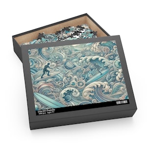 Surfer Waves Puzzle | 120, 252, 500-Piece, Ocean Art for Kids, Nautical Decor, Family Game Night, Unique Gifts, Beach Lovers
