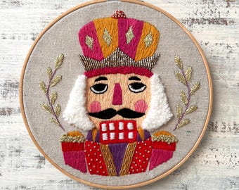 Nutcracker embroidery pattern with beads Festive Holiday PDF Pattern