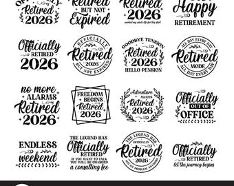 Officially Retired 2026 SVG Bundle, Retirement Shirt Designs (Digital Download)