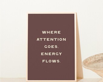 Impresión con cita inspiradora "Energía marrón y crema", arte mural moderno, póster tipográfico, arte estético imprimible, descarga digital