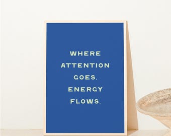 Impresión con cita inspiradora "Energía azul y verde", arte mural moderno, póster tipográfico, arte estético imprimible, descarga digital