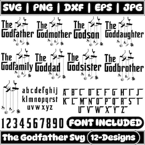 Pacote de SVG O Poderoso Chefão, SVG A Madrinha, SVG O Afilhado, SVG A Afilhada, Download Digital, Design Cricut para Arquivo