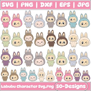 Labubu Designs Svg Png Bundle, Svg, Labubu Png Svg, Wektorowy plik cyfrowy dla Cricut, Laserowo wycinane Labubu, Natychmiastowe pobieranie, Postać Labubu