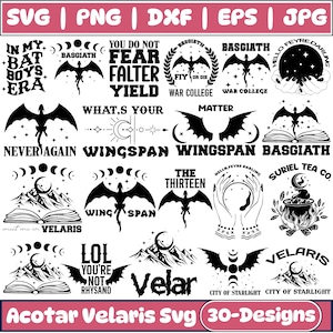Acotar Velaris Svg-bundel, The Night Court Svg, Velaris City of Starlight Svg, Sarah J Maas Svg, Fourth Wing Svg, Cricut cut-bestanden