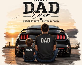 Personalized Dad Child Car Poster, Custom Father's Day Gift, Family Portrait, Fathers Day Download