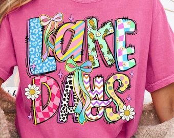 Lake Days PNG, Summer Vibes Sublimation Design, Instant Download for Fun Lake Life Graphics, T-Shirt Design Retro Summer Vibes PNG Design