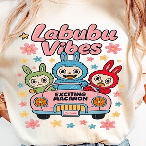 Labubu Vibes PNG, Flowers Labubu Design, Kawaii Bunny Monster Clipart, Pastel Cute Shirt Sublimation, Digital Download PNG Labubu PNG Design