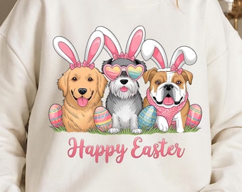 Easter Pups PNG Adorable Bunny Ear Dog Sublimation Spring Holiday Digital Download Funny Puppy Easter Clipart Pastel Dog Shirt Design SVG