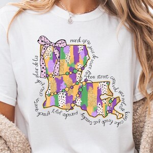 Louisiana Mardi Gras Png Fat Tuesday Mardi Gras Louisiana Map Mardi Gras Png Mardi Gras Design Shirt Png Sublimation Design Download Tshirt