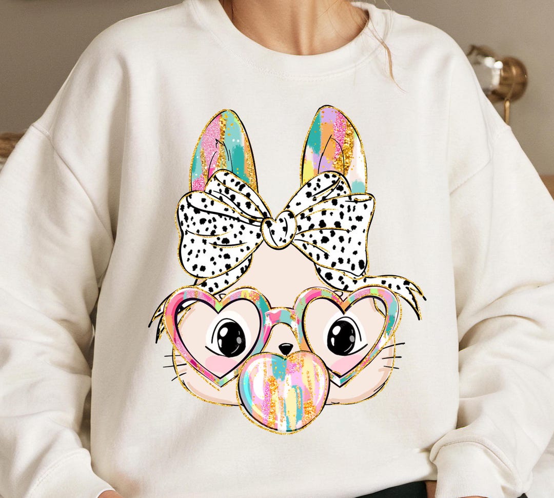 Pastel Easter Bunny Face PNG Cute Rabbit Sublimation Boho Bunny With ...