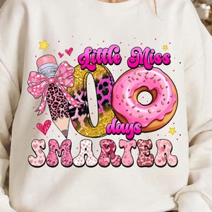 Little Miss 100 Days Smarter PNG: Leopard Pencil, Donut (Digital Download)