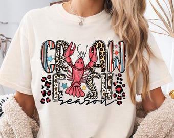 Crawfish Season PNG: Cajun Festival Leopard Print Design (Digital Download)
