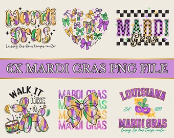 Mardi Gras PNG Set: Fleur De Lis, Coquette Bow (Digital Download)