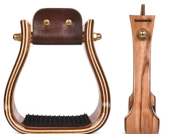 Western Wooden Stirrups – Slim Flat Bottom 2” Heartwood Stirrups in Honey Beige – Handmade Horse Tack for Barrel Racing