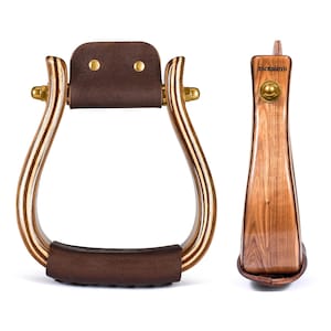 Western Wooden Stirrups – Flat Bottom 2” Heartwood Stirrups in Honey Beige – Handmade Horse Stirrups for Riding