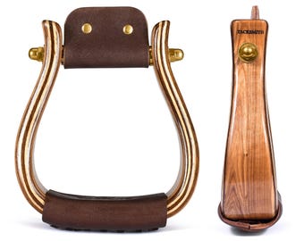 Handmade Heartwood Western Stirrups: Honey Beige Flat Bottom 2"