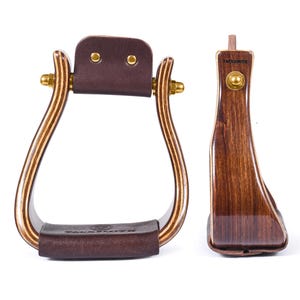 Incline Wooden Stirrups – 3” Comfort Taliwood Stirrups in Coffee Brown – Western Horse Tack for Trail or Barrel Racing