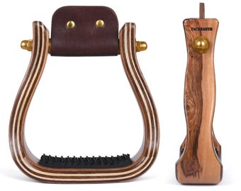 Tapered Wooden Stirrups – 2” Flat Bottom Heartwood Stirrups in Honey Beige – Western Horse Tack for Barrel Racing or Trail