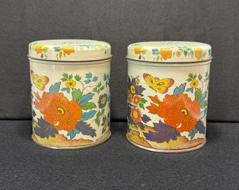 Vintage Boston Ginseng Tee Blechdosen mit Blumenmuster