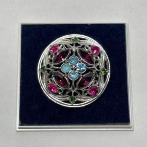 Sarah Cov “Spring Time” Blue Purple Green Rhinestone Brooch